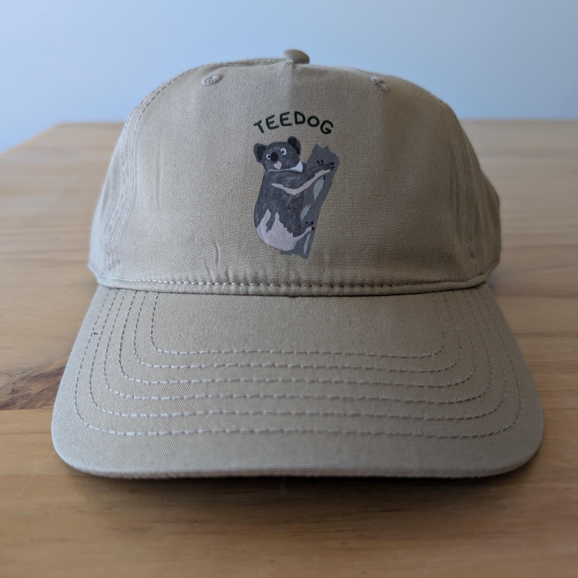 Koala Dad Cap, Hand Drawn Hat, Australian Animal Lover Gift, Nature Inspired Baseball Cap, Original Art Graphic Hat, Hand Printed Ballarat