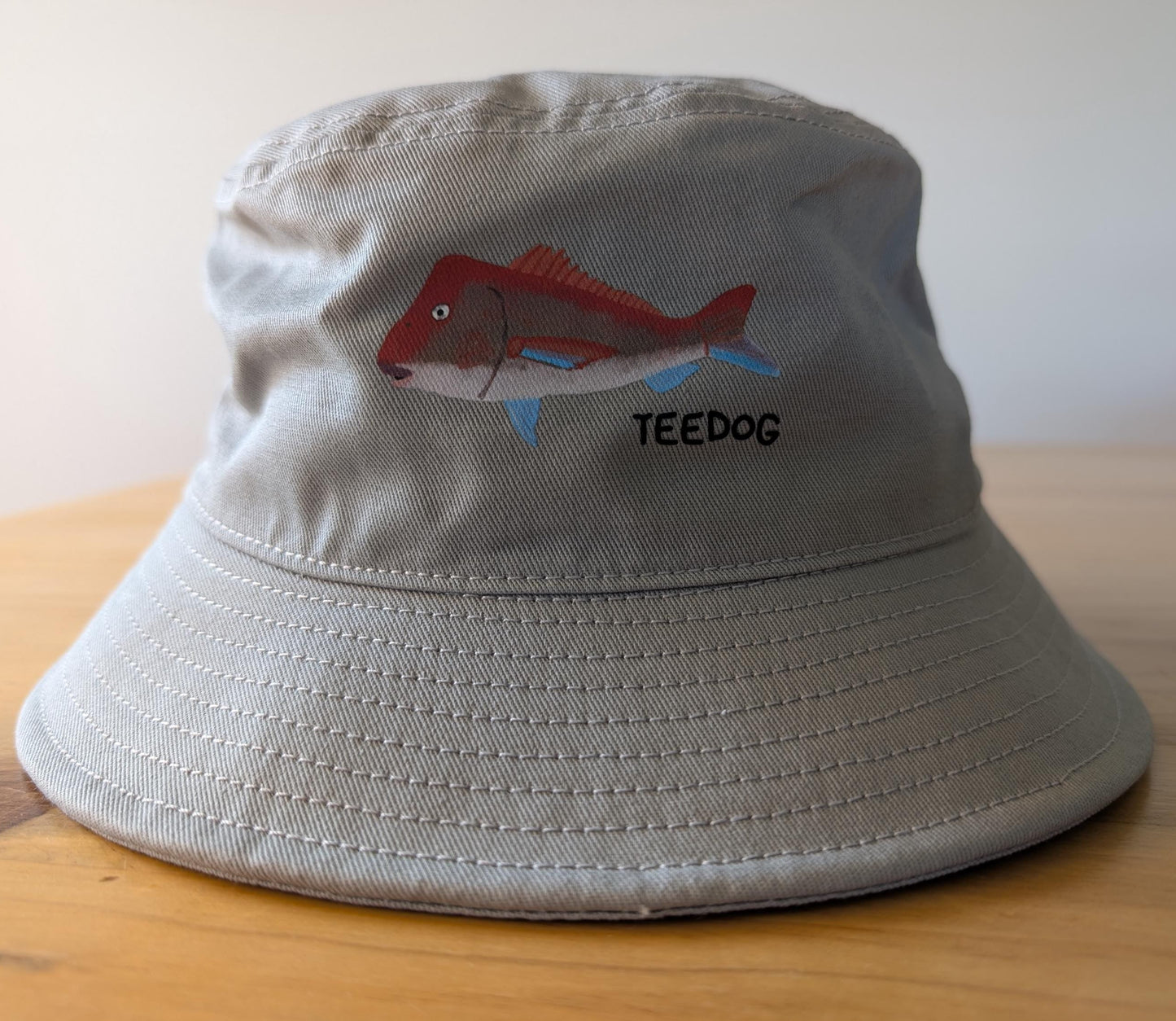 Snapper Bucket Hat, Hand Drawn Fishing Gift, Smoke Grey Angler Cap, Weathered Style Fisho Hat, Aussie Fishing Gear, Hand Printed in Ballarat
