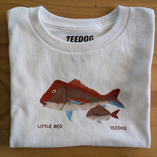 Little Red Snapper Toddler Shirt, Father + Son Matching Tee, Hand Drawn Kids Fishing Shirt, Baby Snapper Gift, Hand Printed Kids Tee, Teedog
