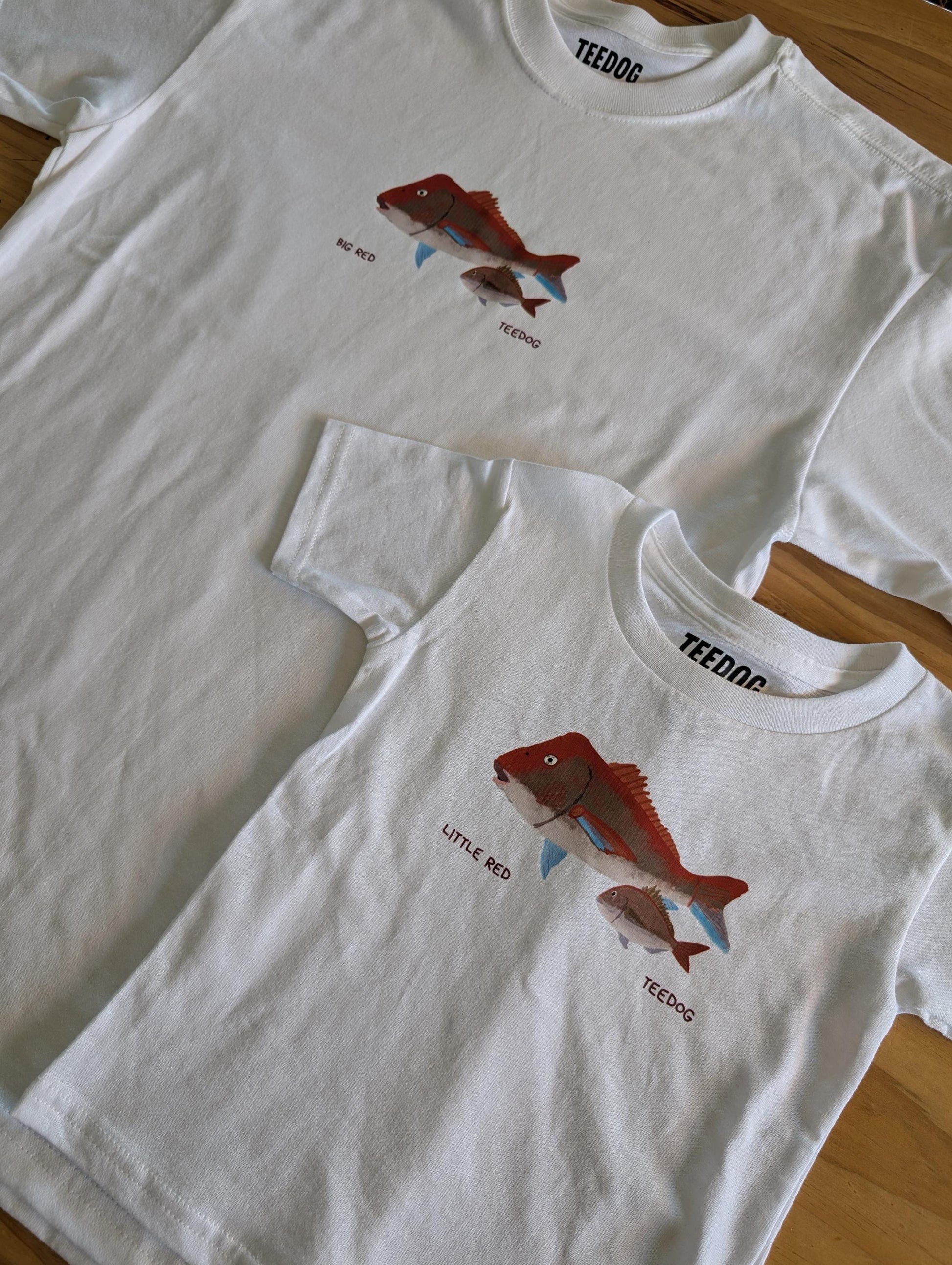 Little Red Snapper Toddler Shirt, Father + Son Matching Tee, Hand Drawn Kids Fishing Shirt, Baby Snapper Gift, Hand Printed Kids Tee, Teedog
