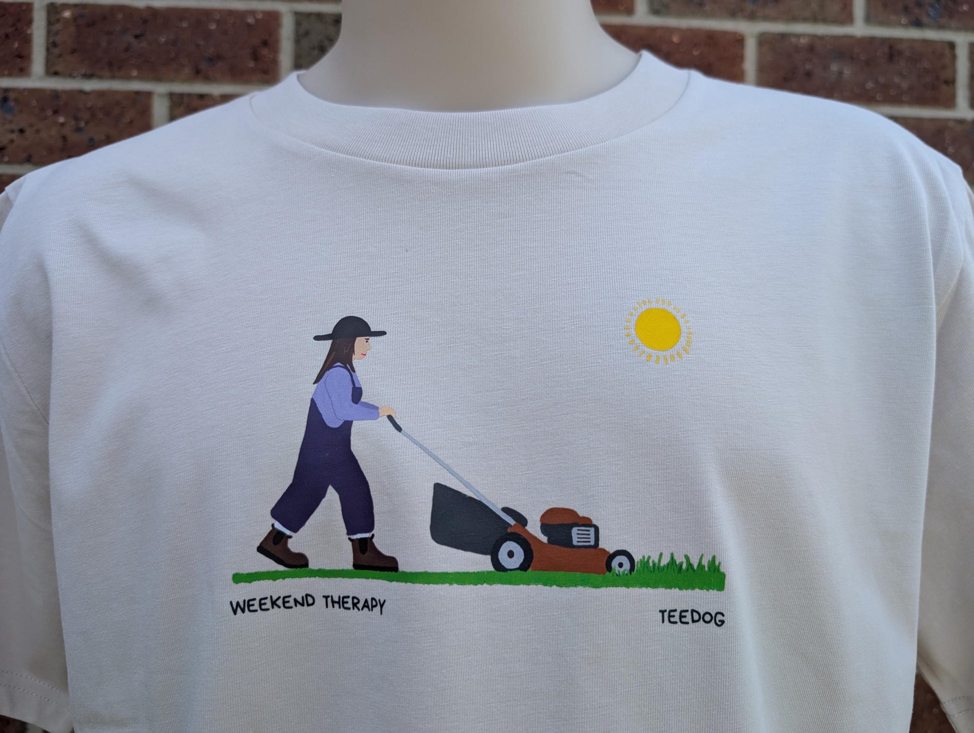 Weekend Therapy Gardening T-Shirt – Women's Hand-Printed Eco Tee, Funny Gift for Gardeners & Green Thumbs T Shirt