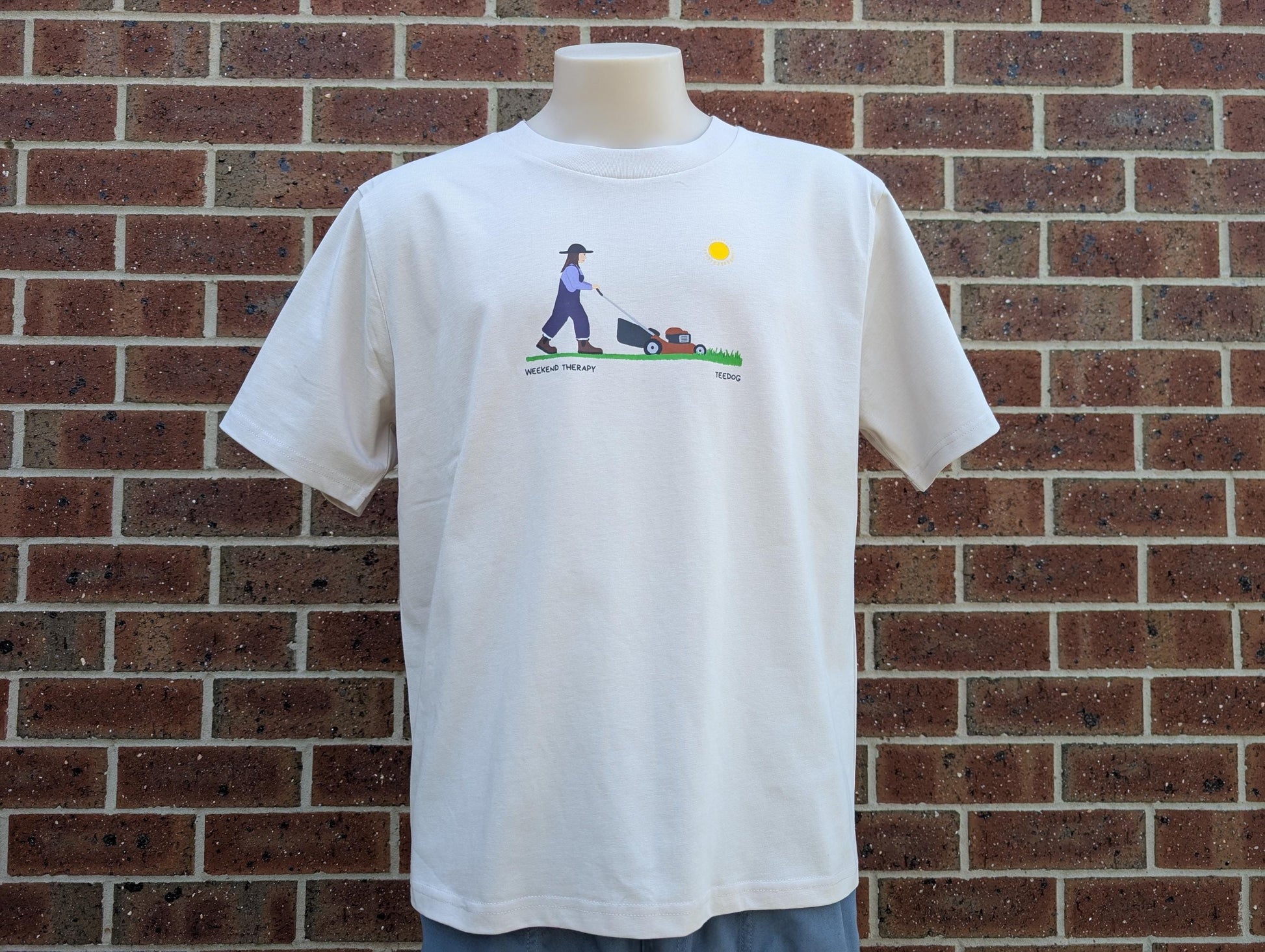 Weekend Therapy Gardening T-Shirt – Women's Hand-Printed Eco Tee, Funny Gift for Gardeners & Green Thumbs T Shirt