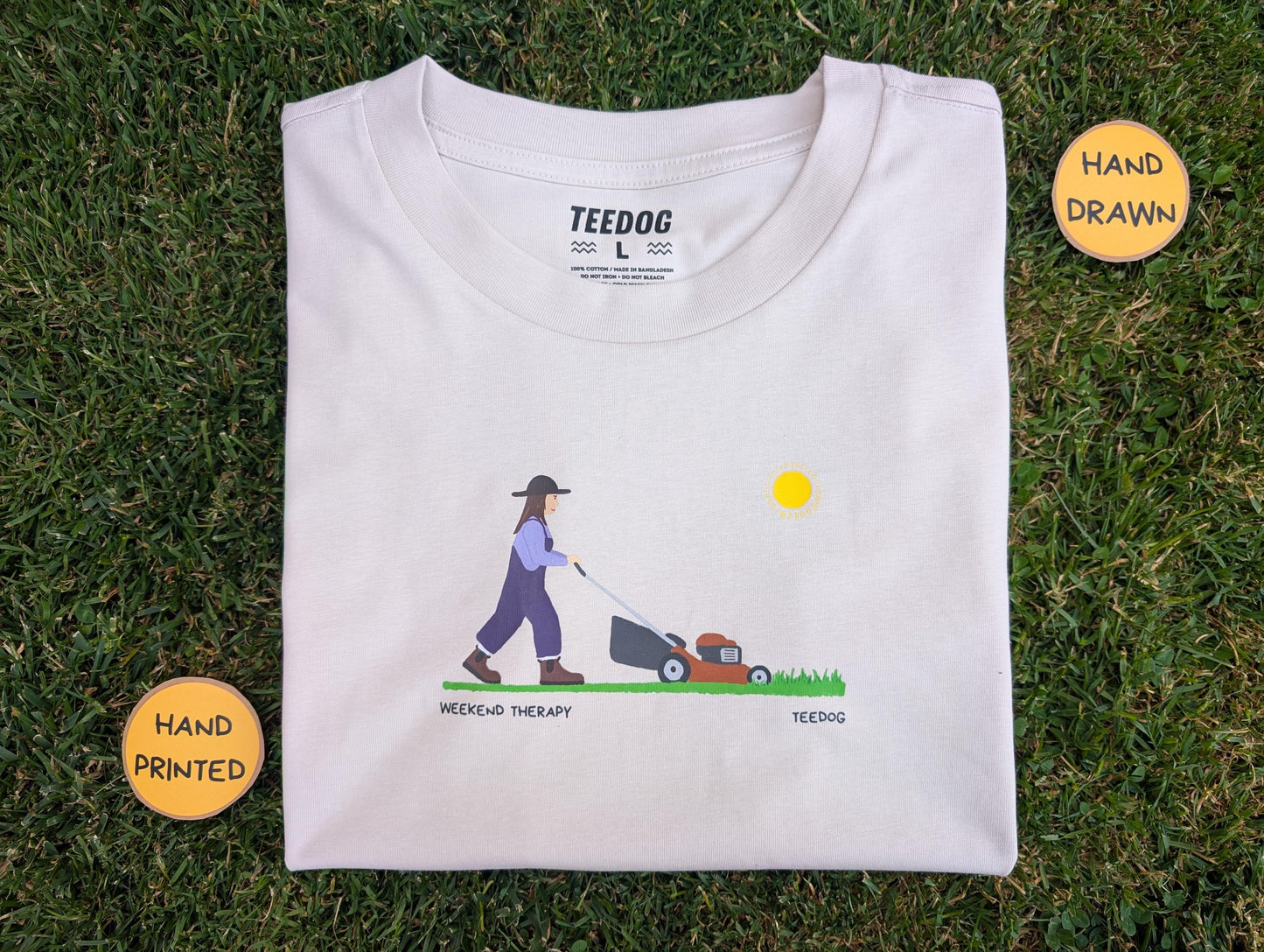 Weekend Therapy Gardening T-Shirt – Women's Hand-Printed Eco Tee, Funny Gift for Gardeners & Green Thumbs T Shirt