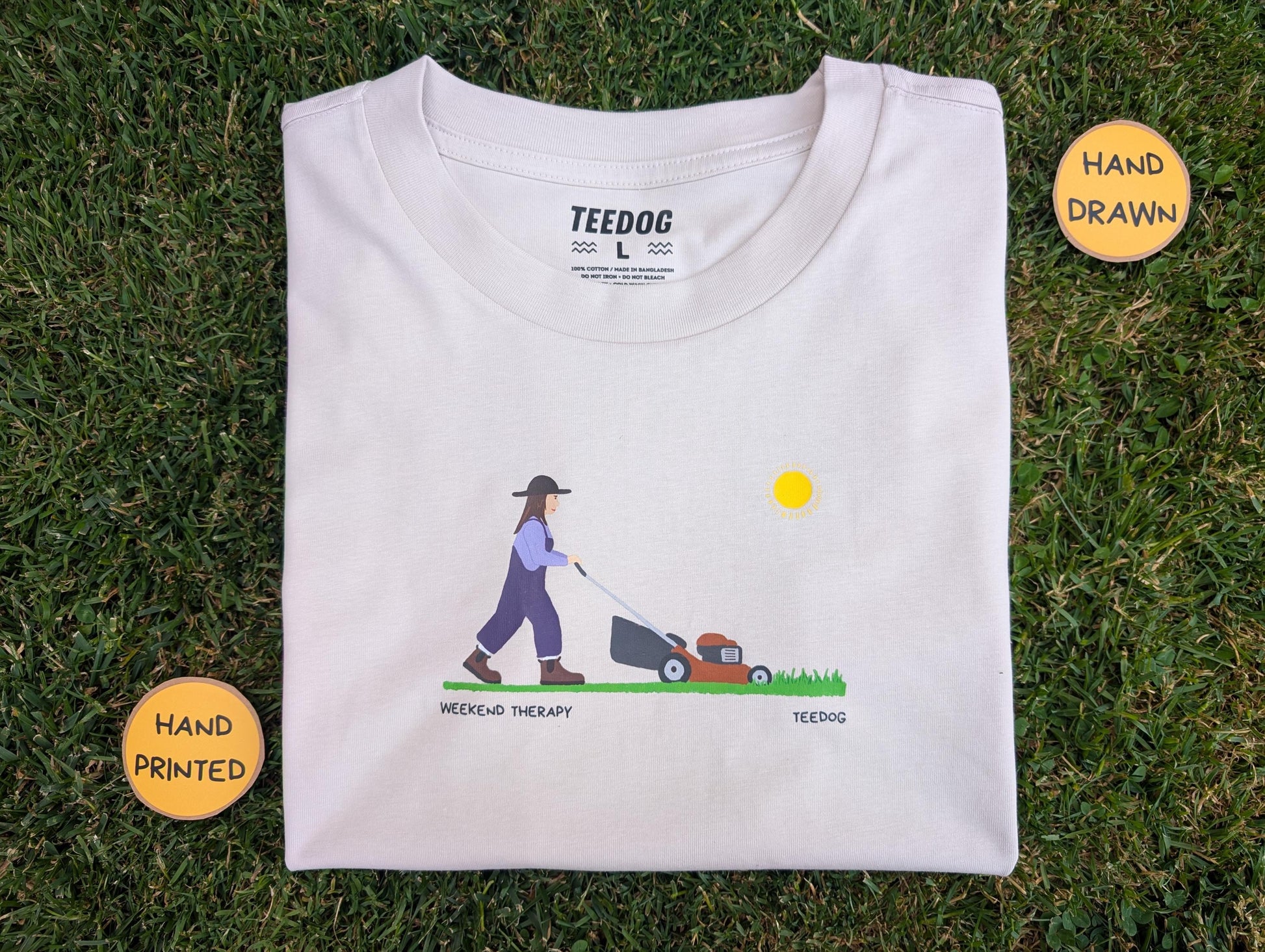Weekend Therapy Gardening T-Shirt – Women's Hand-Printed Eco Tee, Funny Gift for Gardeners & Green Thumbs T Shirt