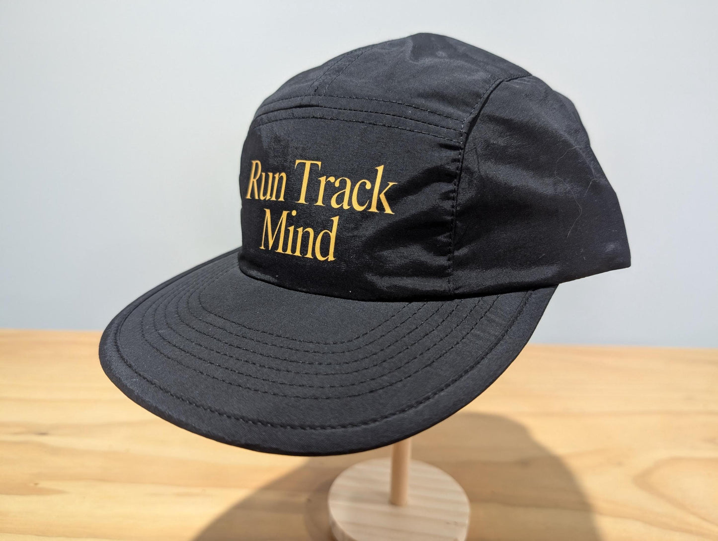Retro Running Hat – Recycled Nylon 5 Panel Cap – Vintage Style Run Track Mind Headwear – Logo Performance Hat – Eco Friendly Sportswear